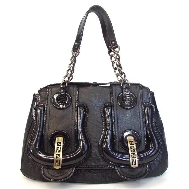 Fendi Large Vernice Nappa Noir Black Satchel 