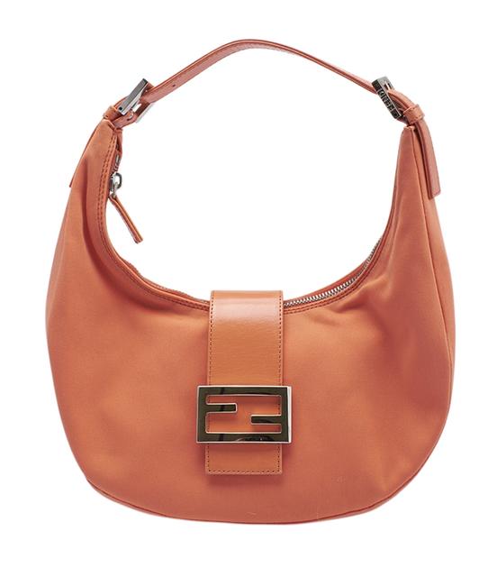 Fendi Leather 147902 Orange Canvas Hobo Bag 