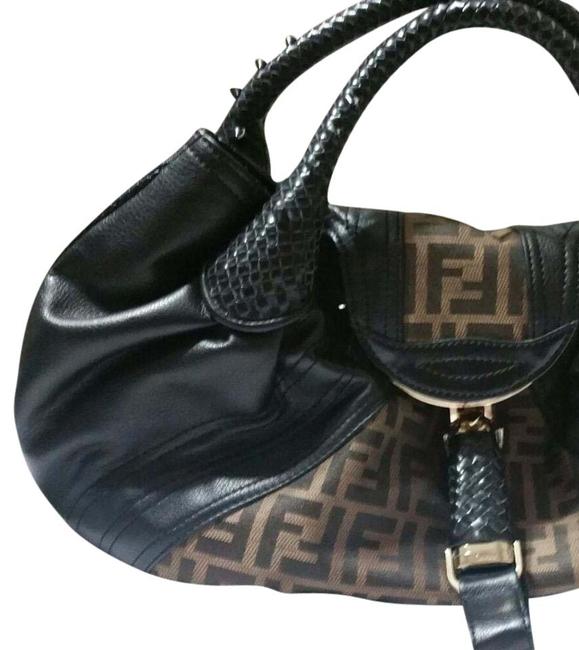 Fendi Leather and Canvas Satchel 