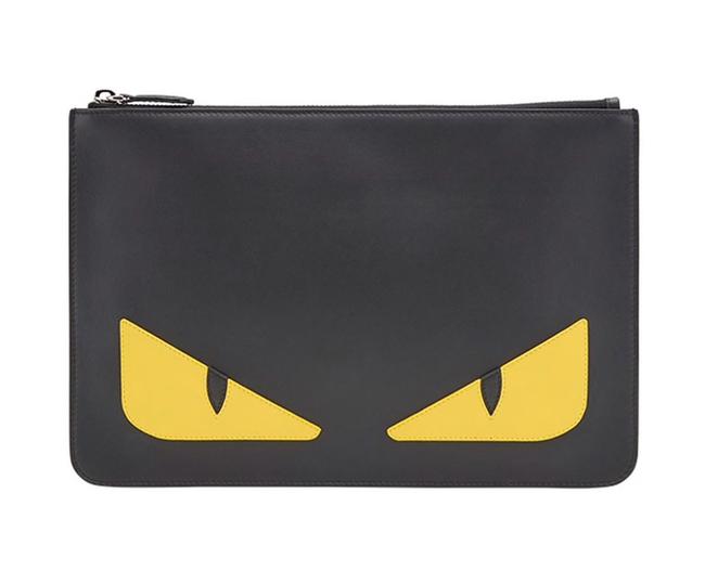 Fendi Leather Bugs Eyes Pouch Clutch 