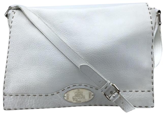 Fendi Leather Selleria White Cross Body Bag 