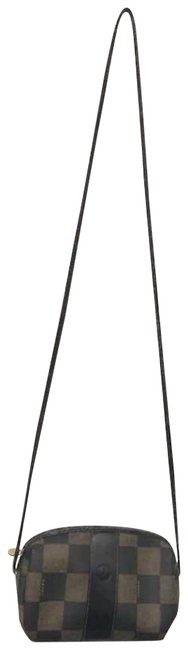 Fendi Leather Trim Brown Canvas Cross Body Bag 