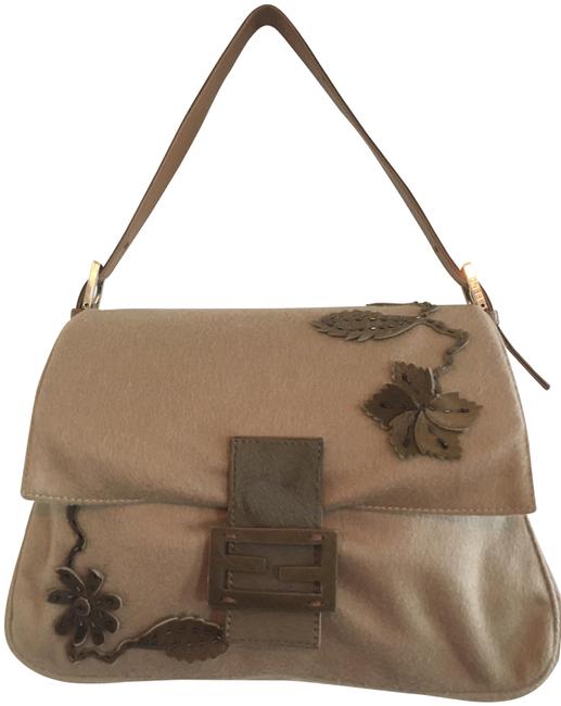 Fendi Lg Forever Mama Tan Leather and Felt Pony Hair Hobo Bag 