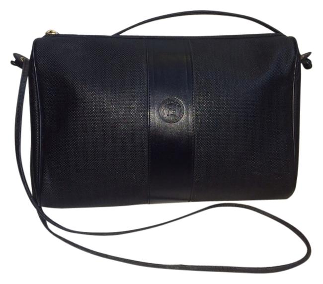 Fendi Lg " Regimental Stripe" Black Cross Body Bag 