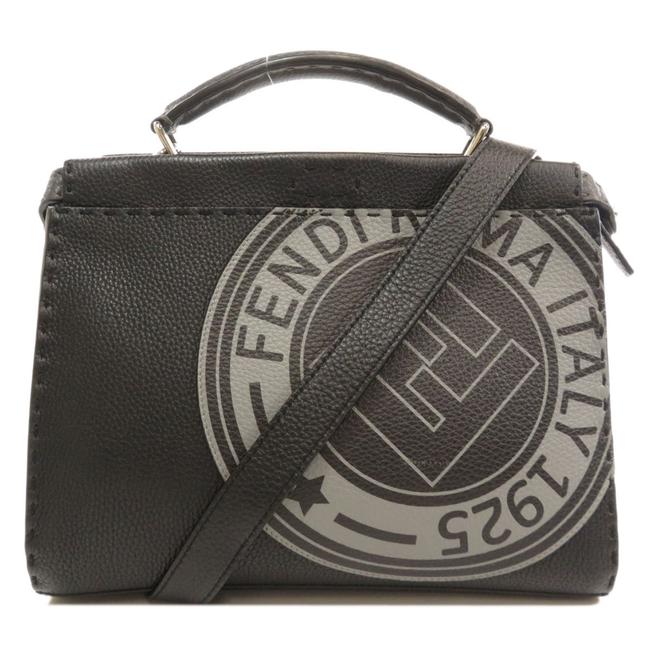 Fendi Logo 2way Handbag Calf Ladies Black Satchel 