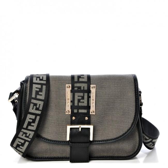 Fendi Logo Canvas Leather Cross Body Bag 
