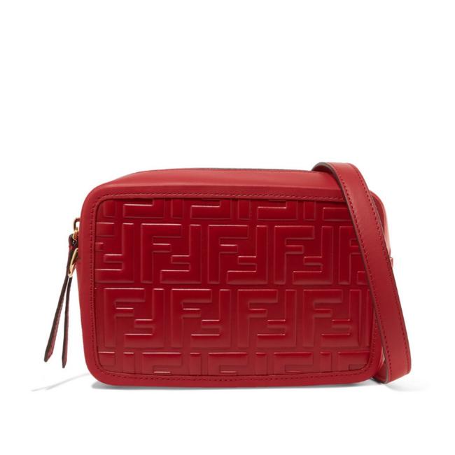 Fendi Logo Embossed Leather Camera Cross Body Bag 