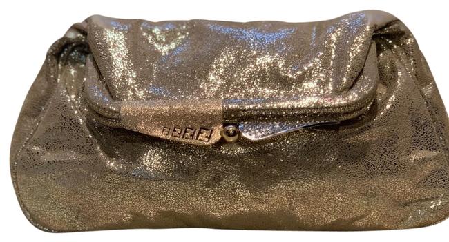 Fendi Logo Kiss Lock Borderlino Gold Satin Clutch 