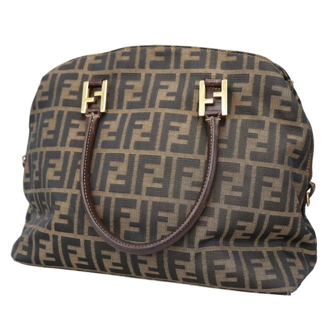 Fendi Lovely Zucca Pattern Handbag Green Canvas Satchel 