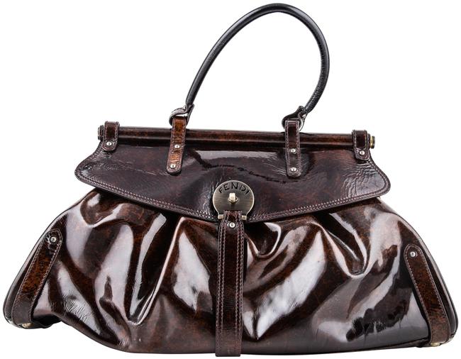 Fendi Magic Brown Patent Leather Hobo Bag 