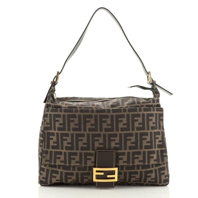 Fendi Mama Forever Zip Zucca Brown Canvas Hobo Bag 