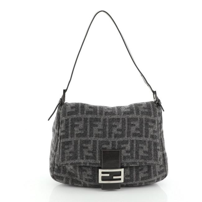 Fendi Mama Forever Zucca Gray Wool Satchel 