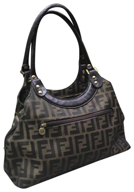 Fendi Mamma Zucca Brown and Black Canvas Satchel 