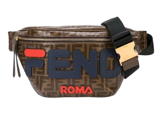 Fendi Belt Mania Zucca Brown Coated Canvas Cross Body Bag 