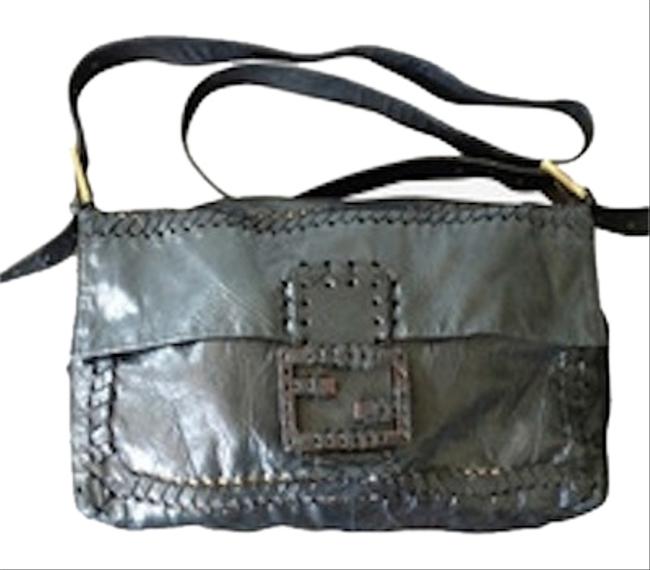 Fendi Maxi Baguette Black Leather Cross Body Bag 