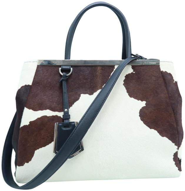 Fendi Medium 2jours White and Brown Pony Fur Satchel 