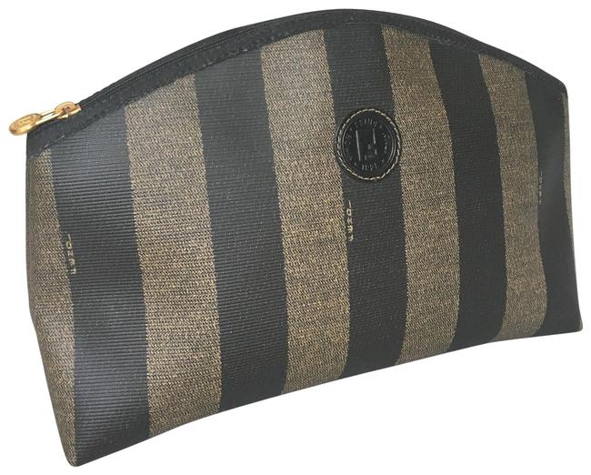 Fendi Medium Beige Coated Canvas Clutch 