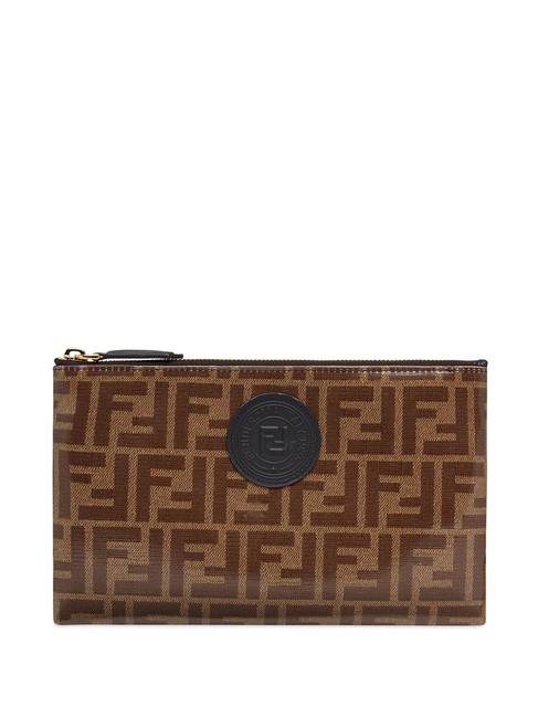 Fendi Medium Flat Pouch Brown Clutch 