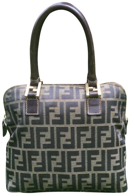 Fendi Alma Medium Monogram Brown Zucca Canvas Satchel 