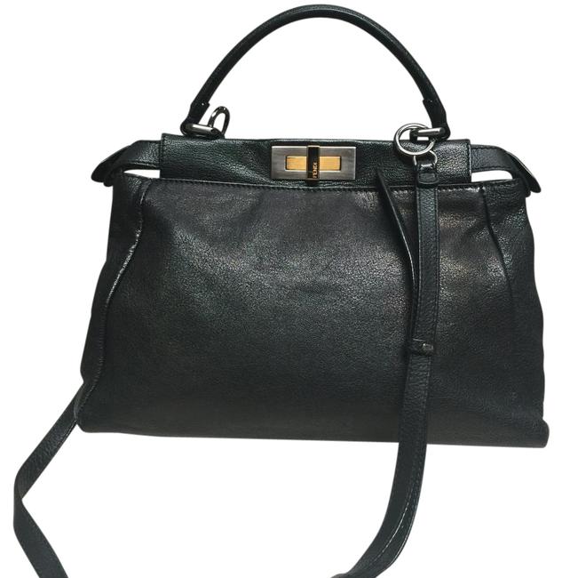 Fendi Medium Peekaboo Black Leather Satchel 