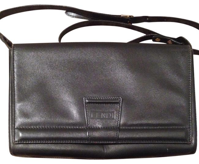 Fendi Messenger Black Leather Cross Body Bag 