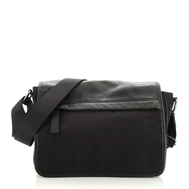 Fendi Messenger Flap and Medium Black Leather Nylon Cross Body Bag 
