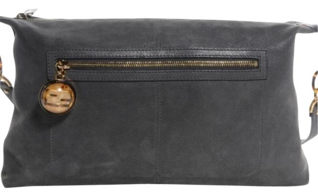 Fendi Metallic Calfskin Forever Grey Leather Cross Body Bag 