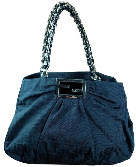 Fendi Mia Borsa Grande Black Canvas and Leather Hobo Bag 