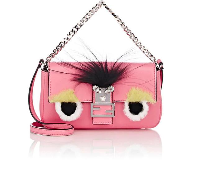 Fendi Micro Baguette Monster Fluo Pink Leather Cross Body Bag 