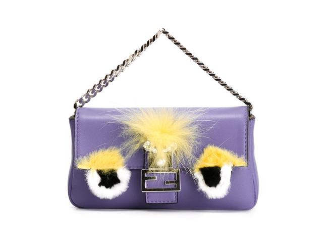 Fendi Micro Baguette Monster Purple Leather Cross Body Bag 