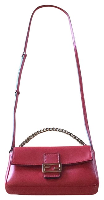 Fendi Micro Baguette Red Leather Cross Body Bag 