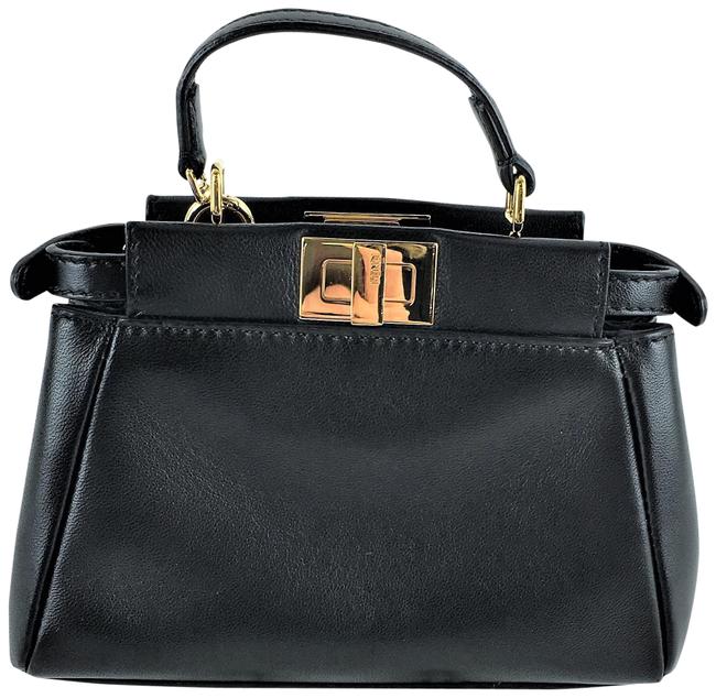 Fendi Micro Peekaboo Black Leather Cross Body Bag 