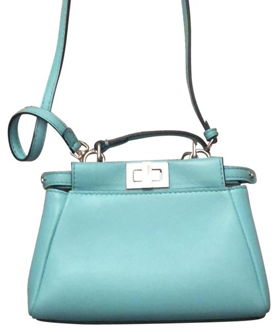Fendi Micro Peekaboo Bluw Leather Cross Body Bag 