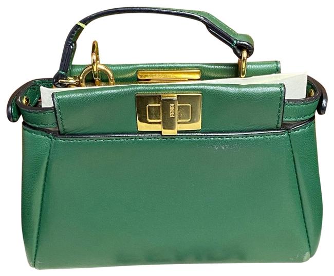 Fendi | Micro Peekaboo Kelly Green Leather Cross Body Bag 