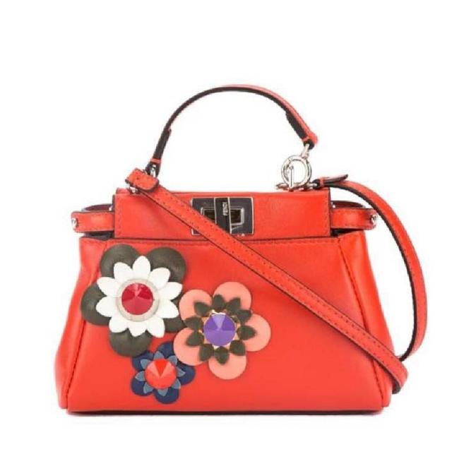 Fendi Micro Peekaboo Red Leather Cross Body Bag 