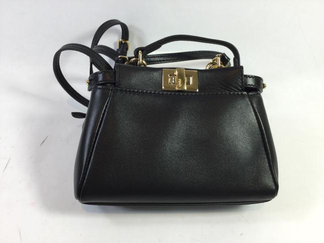 Fendi Micro Peekaboo Satchel Black Leather Cross Body Bag 