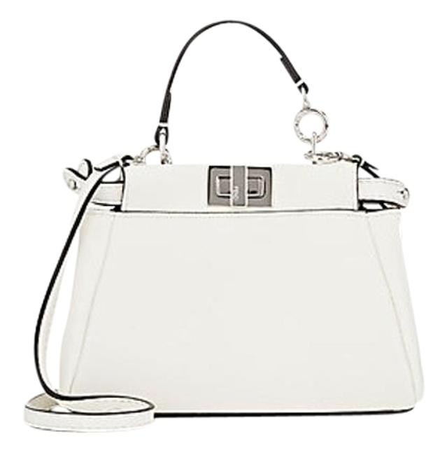 Fendi Micro Peekaboo Satchel White Leather Cross Body Bag 