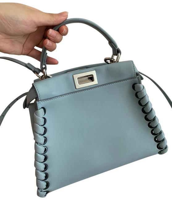 Fendi Mini Bag Peekaboo Blue Lambskin Leather Clutch 