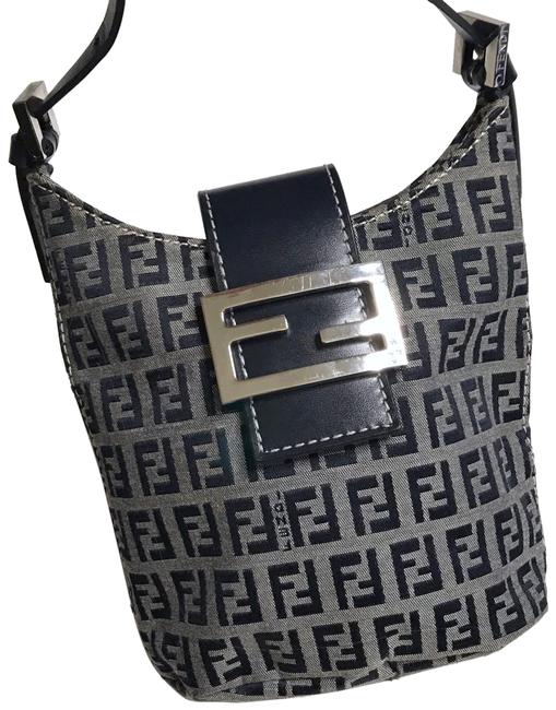 Fendi Mini Blue Canvas Hobo Bag 