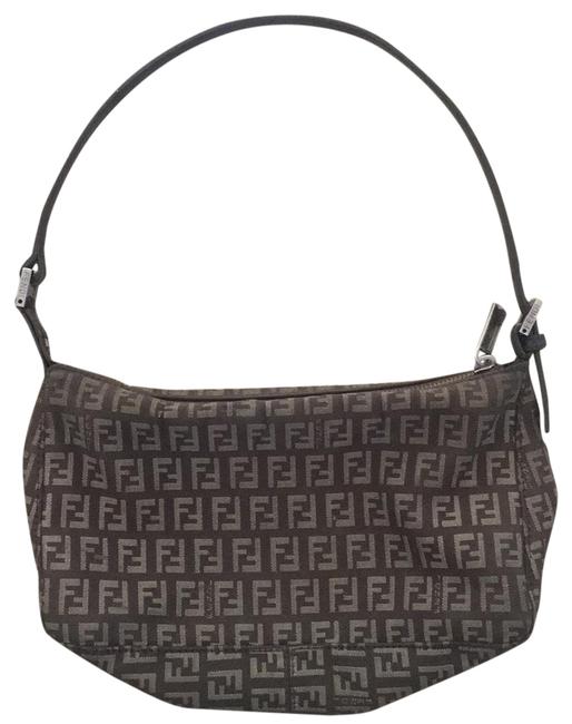 Fendi Mini Brown Leather Cotton Hobo Bag 