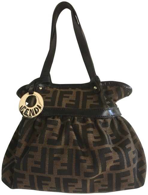 Fendi Mini Chef Brown Leather and Canvas Satchel 