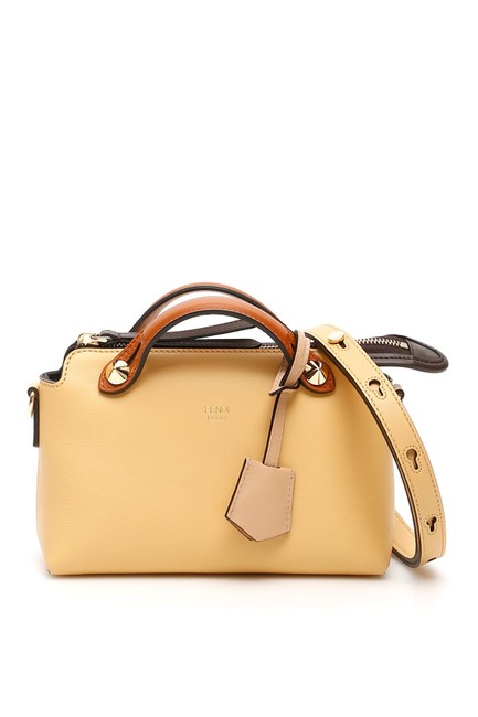 Fendi Mini Sn By The Way YellowBrownBlack Leather Cross Body Bag 