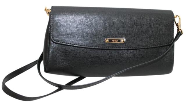 Fendi Mini Handbag Black Saffiano Leather Cross Body Bag 