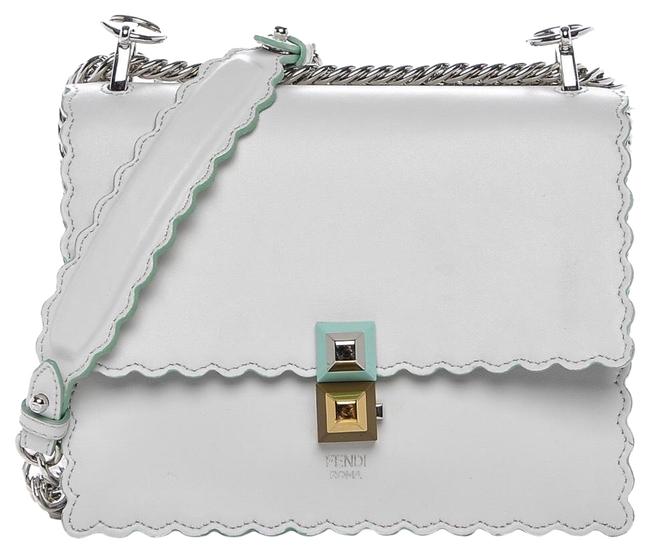 Fendi Mini Kan I White Calfskin Leather Cross Body Bag 