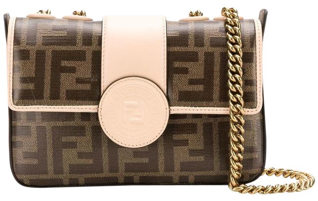 Fendi Mini Logo Print Brown Nude Cross Body Bag 