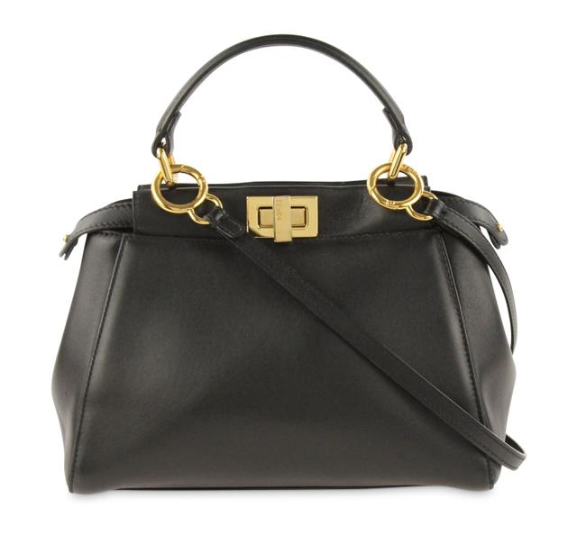 Fendi Mini Peekaboo Black Leather Cross Body Bag 