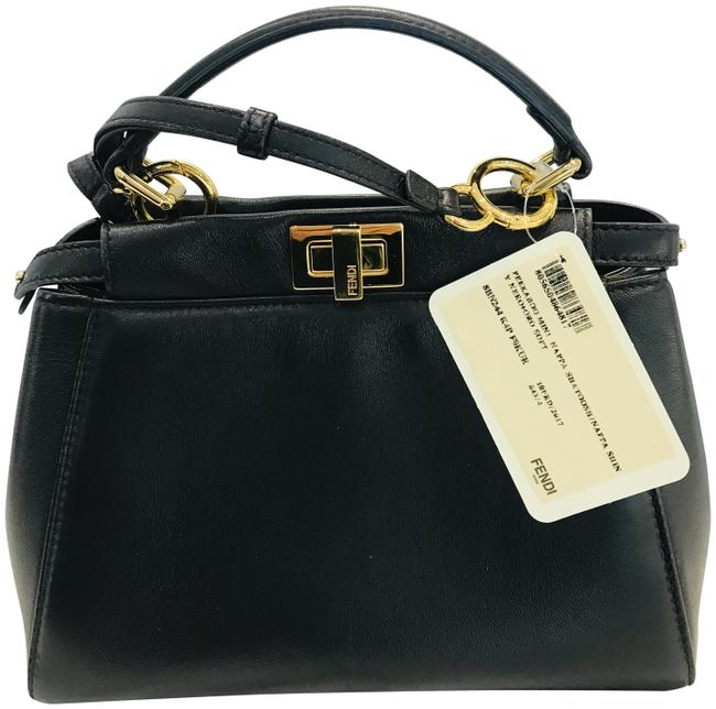 Fendi Mini Peekaboo Black Leather Satchel 