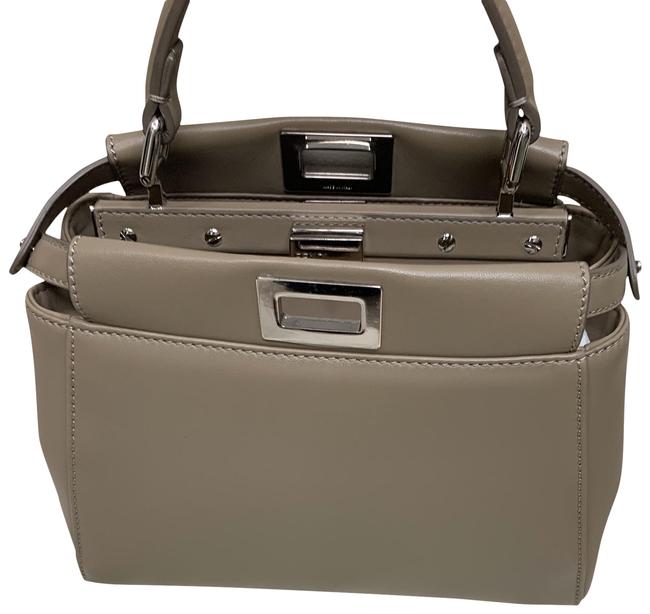 Fendi Mini Peekaboo In Beige Nappa Leather Satchel 