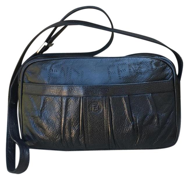 Fendi Minty Italian Signature Beauty Black Leather Cross Body Bag 
