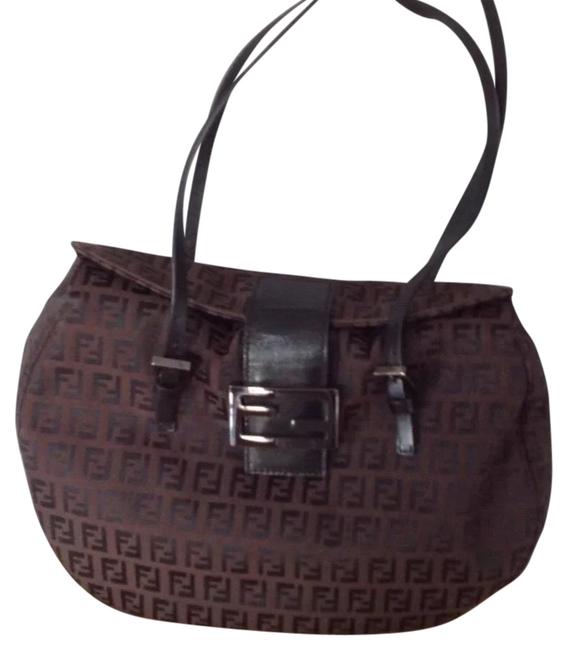 Fendi Monogram Black and Brown Satchel 